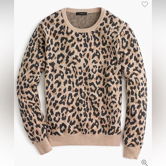 J. Crew Sweaters - EUC J Crew Merino Wool Leopard Teddy Crewneck Pullover Sweater